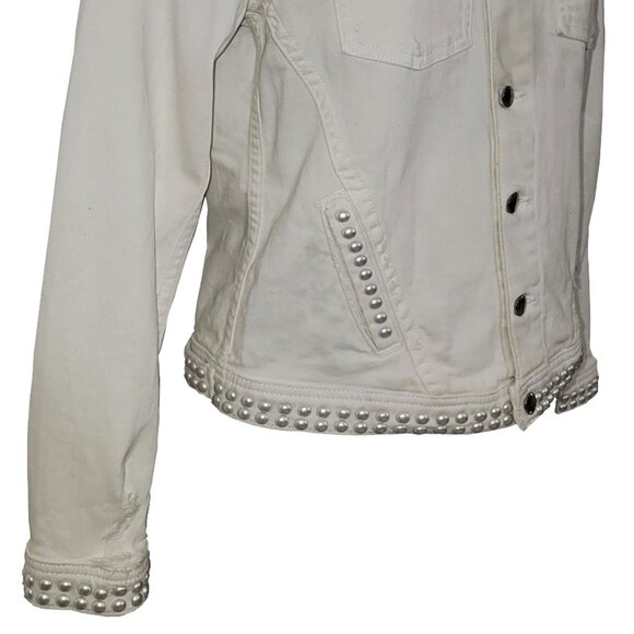 Marilyn Was Here Embellished Women's White Denim Jacket - Picture 6 of 9